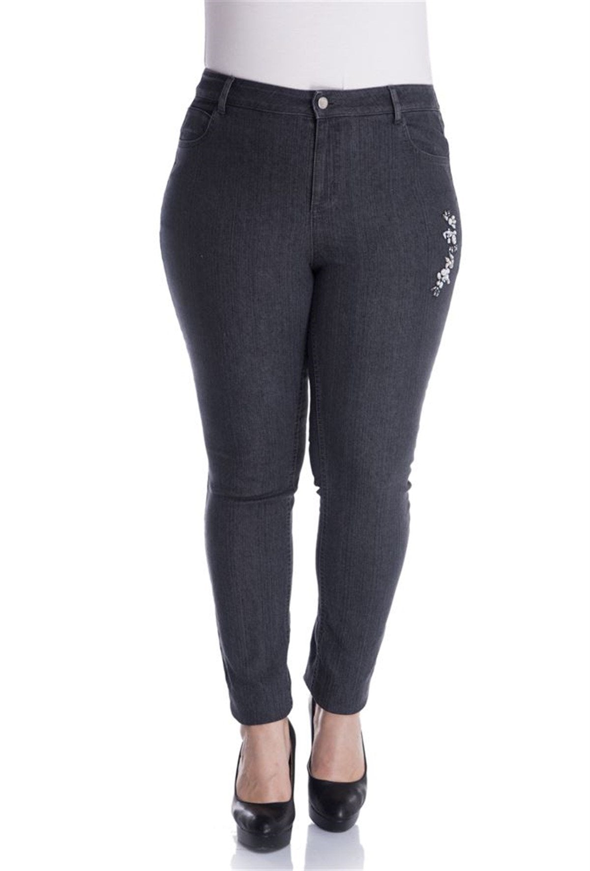 Süs Taşlı 5 Cep Denim Pantolon