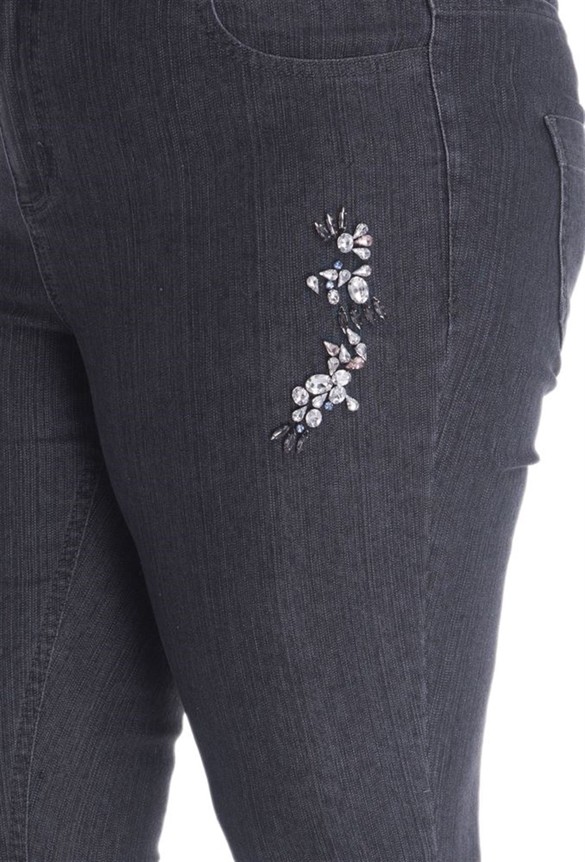 Süs Taşlı 5 Cep Denim Pantolon