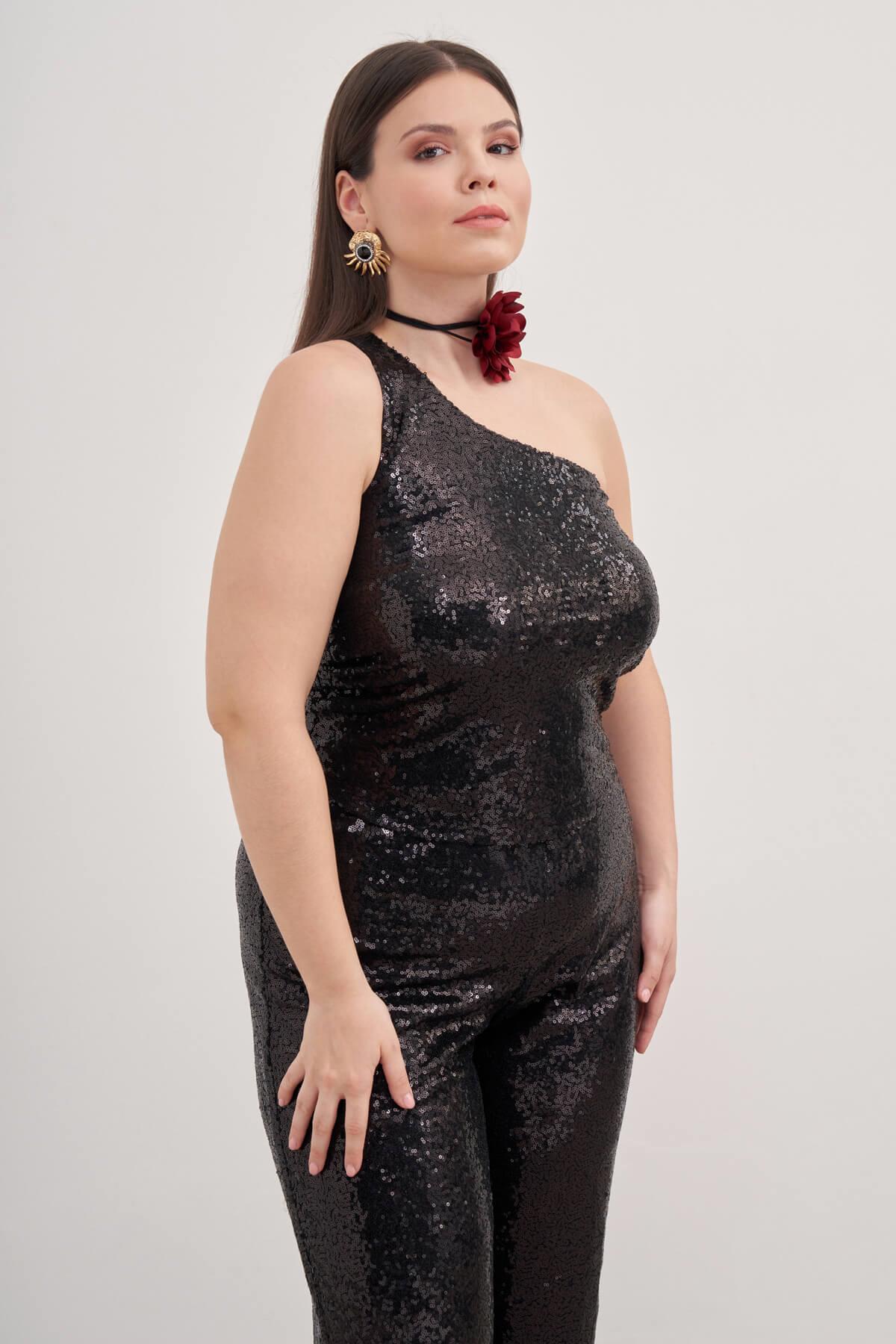 Tek Omuz Astarlı Payetli Top