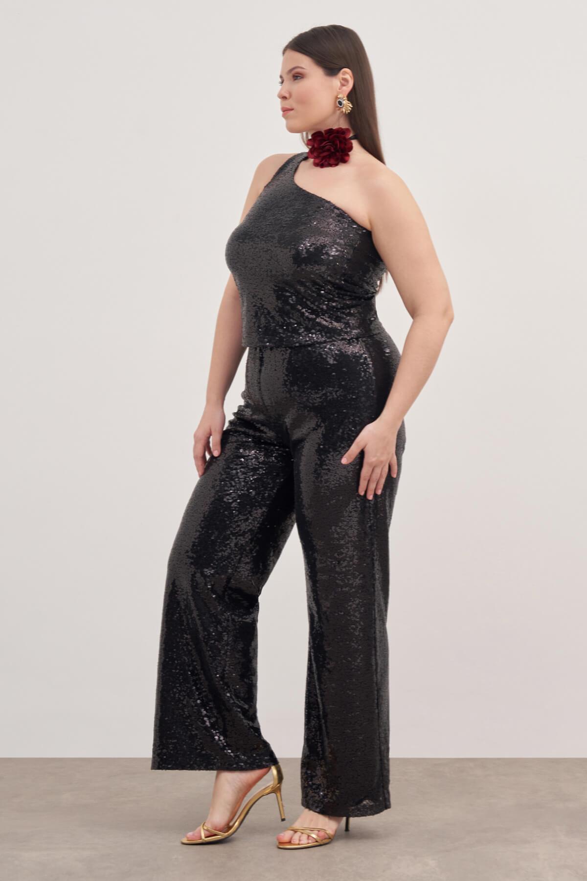 Tek Omuz Astarlı Payetli Top