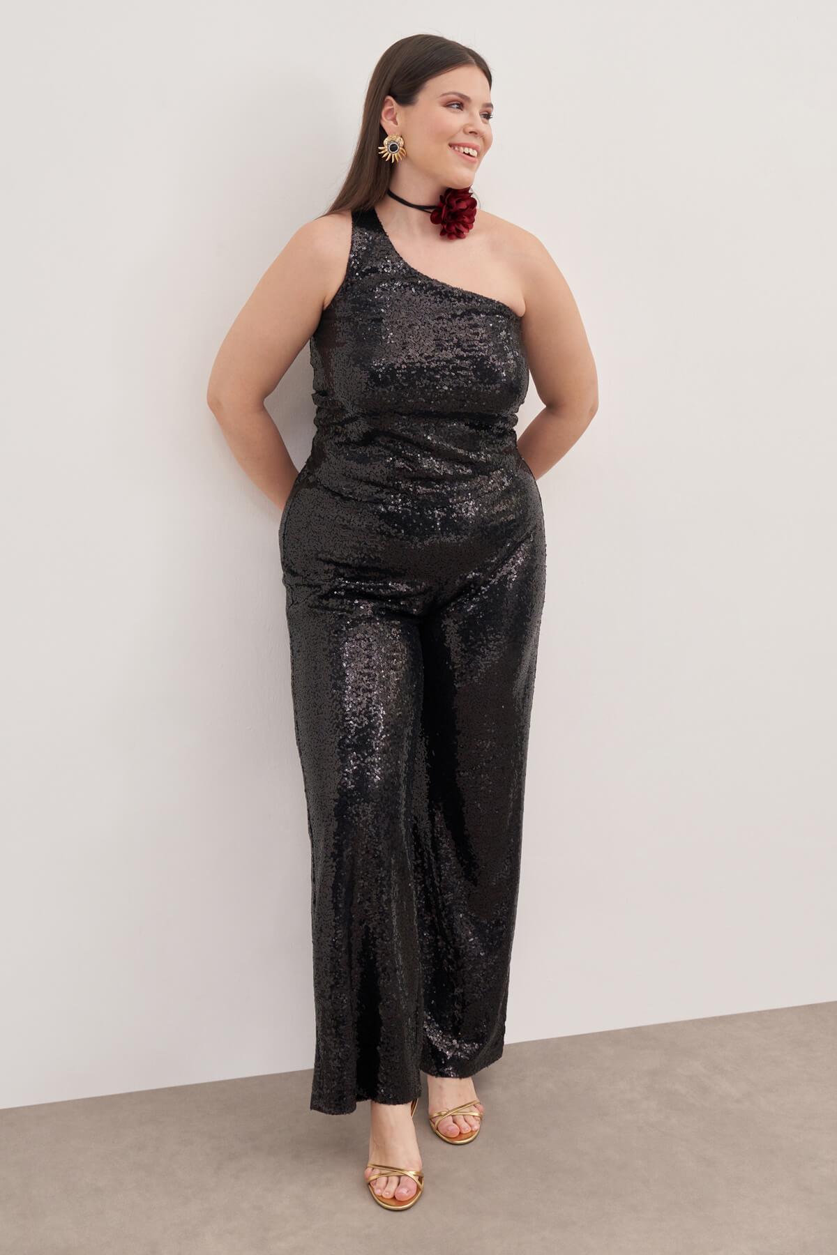 Tek Omuz Astarlı Payetli Top