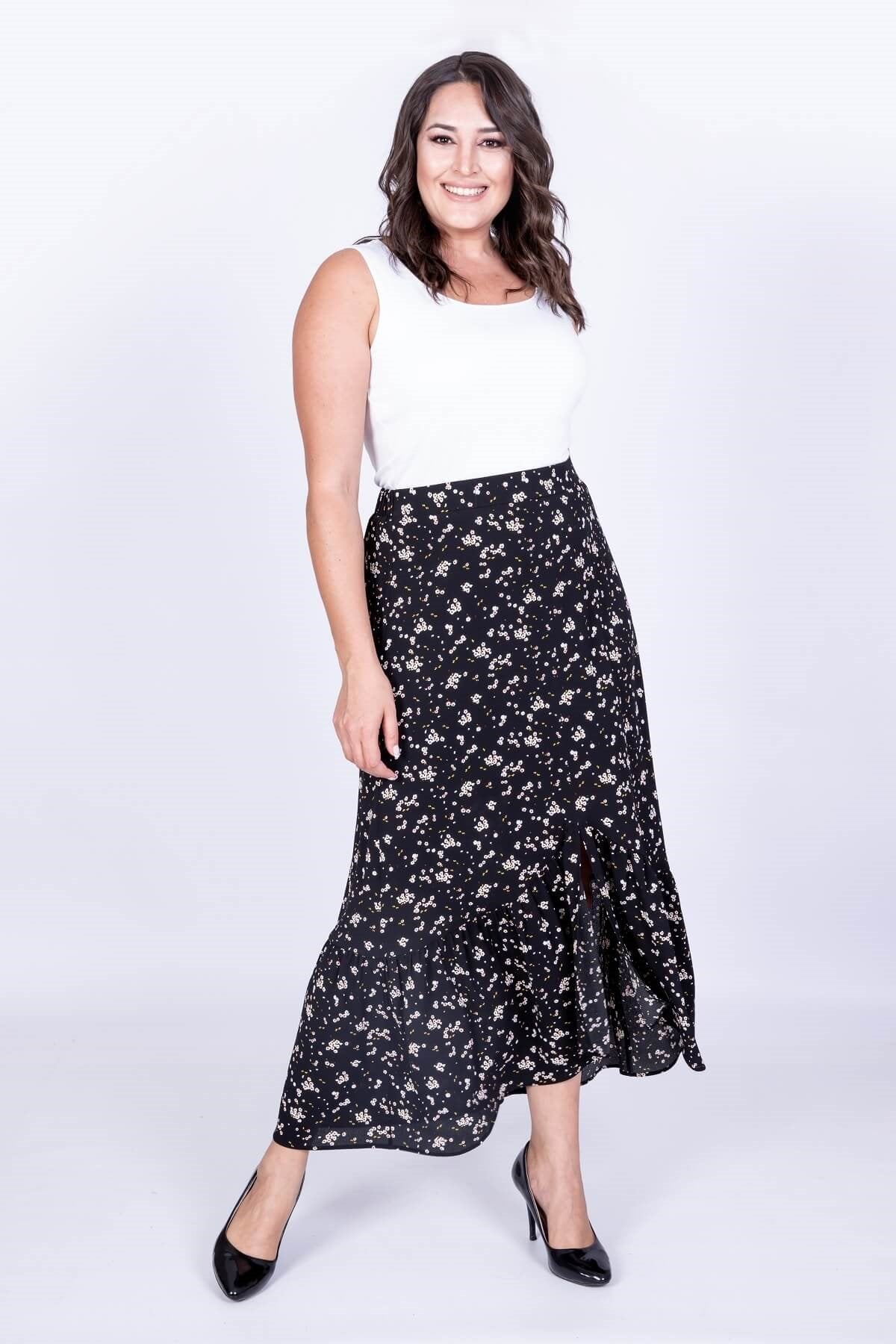 Uzun Fırfır Detaylı Etek