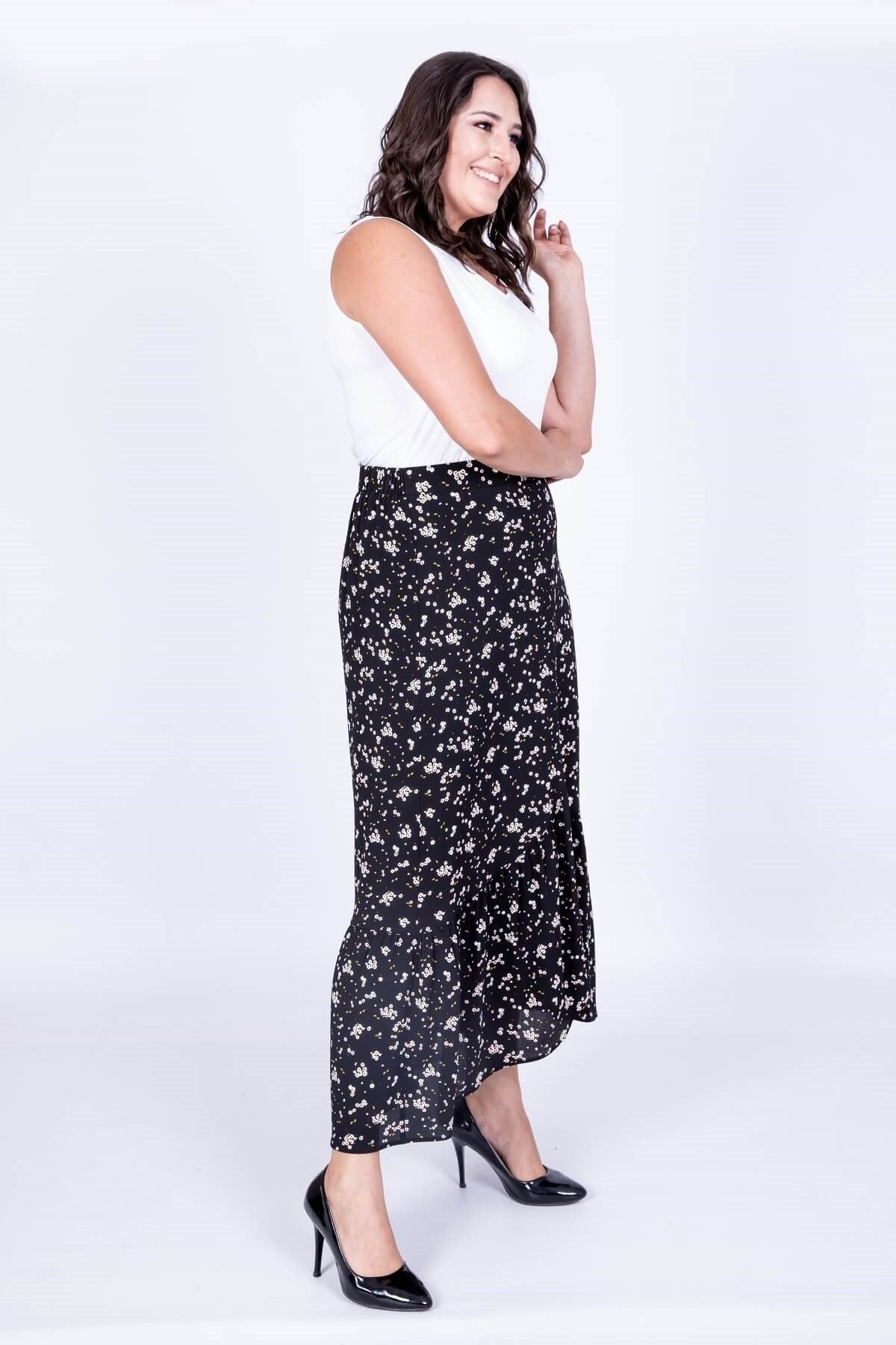 Uzun Fırfır Detaylı Etek