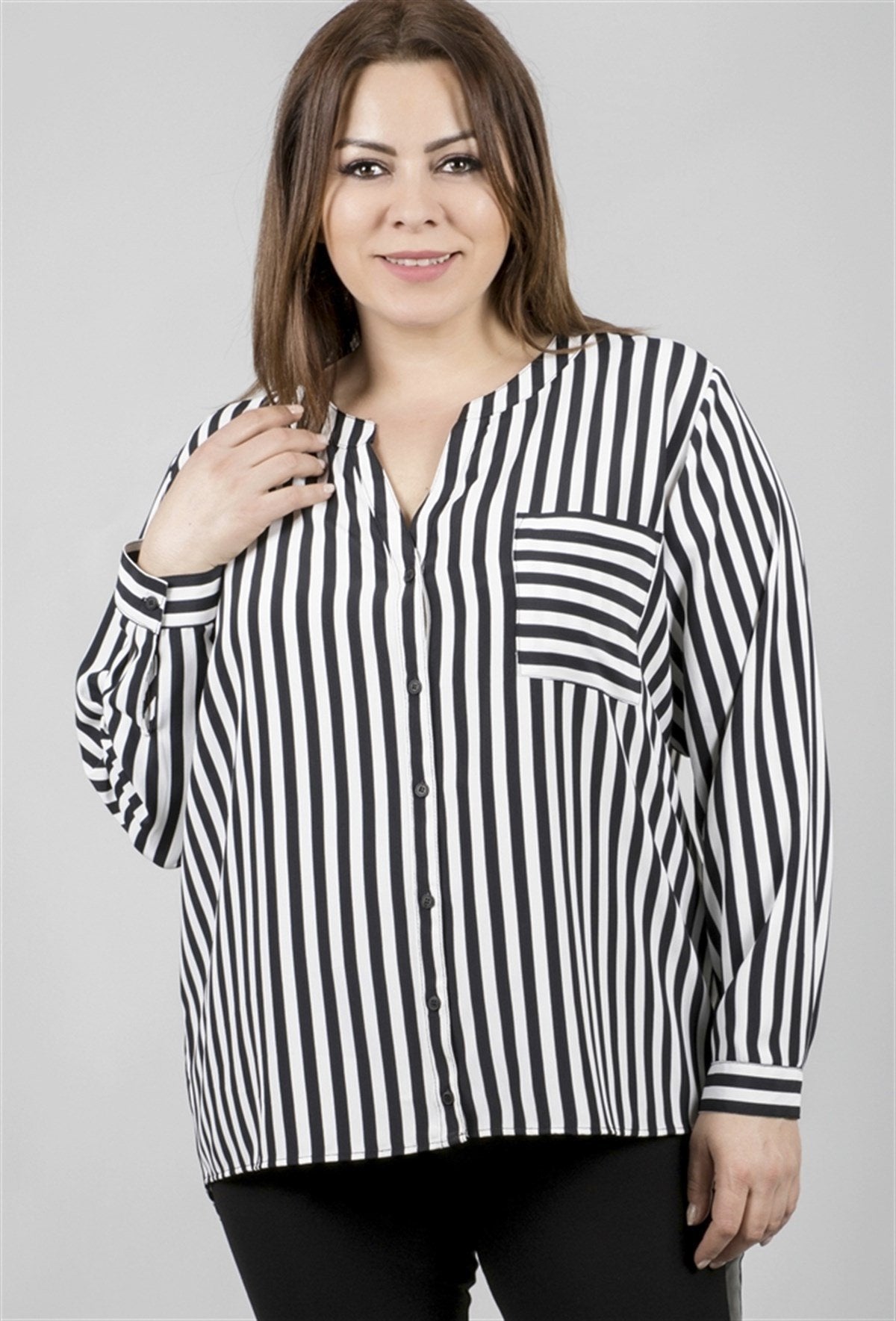 Uzun Kollu Çizgili Gömlek