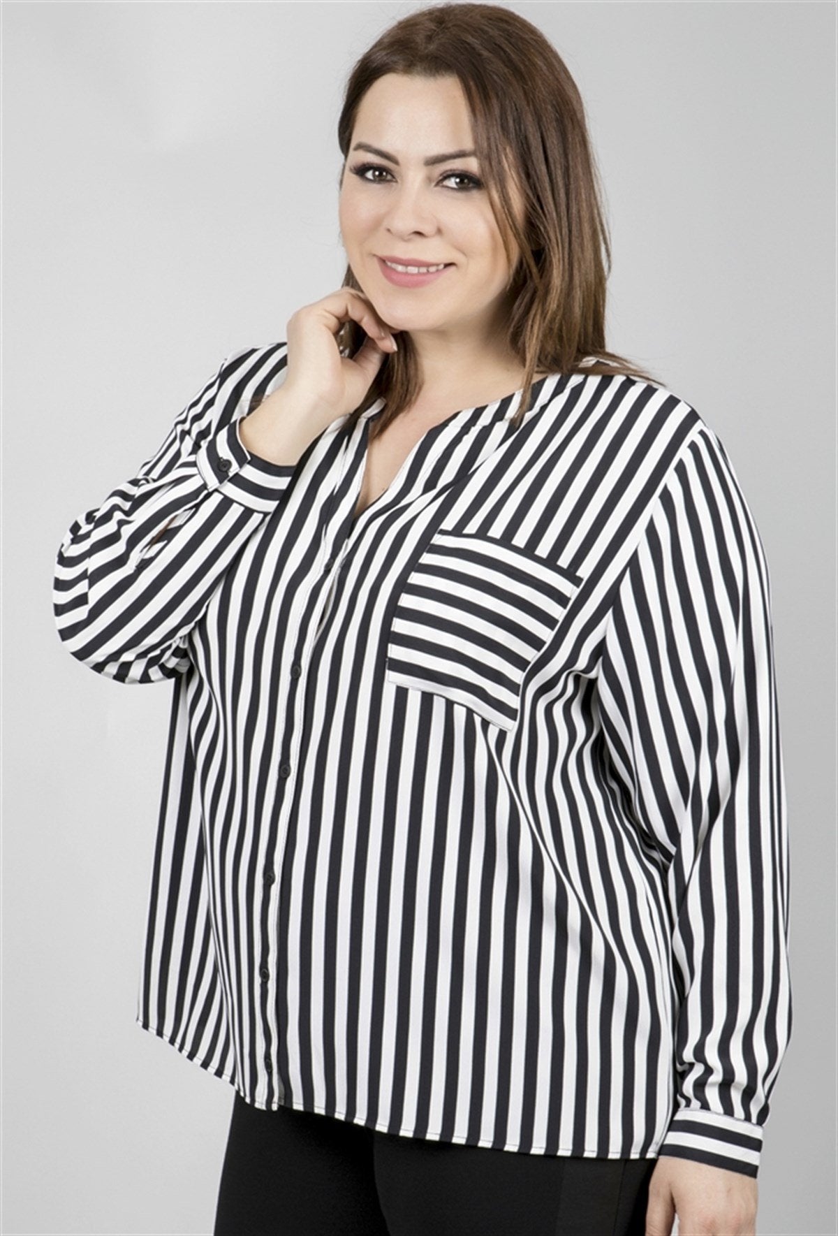 Uzun Kollu Çizgili Gömlek
