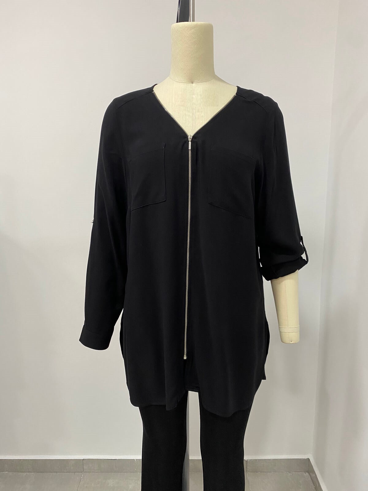 Uzun Kollu Fermuarlı Tunik