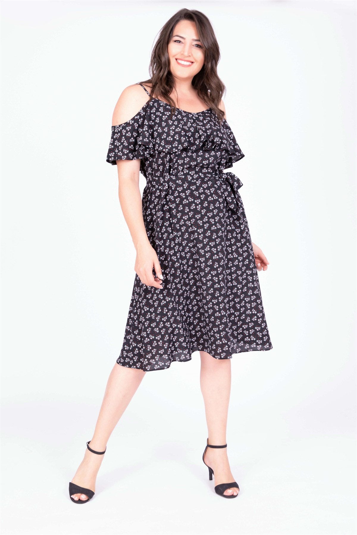 Volanlı Kemerli Elbise