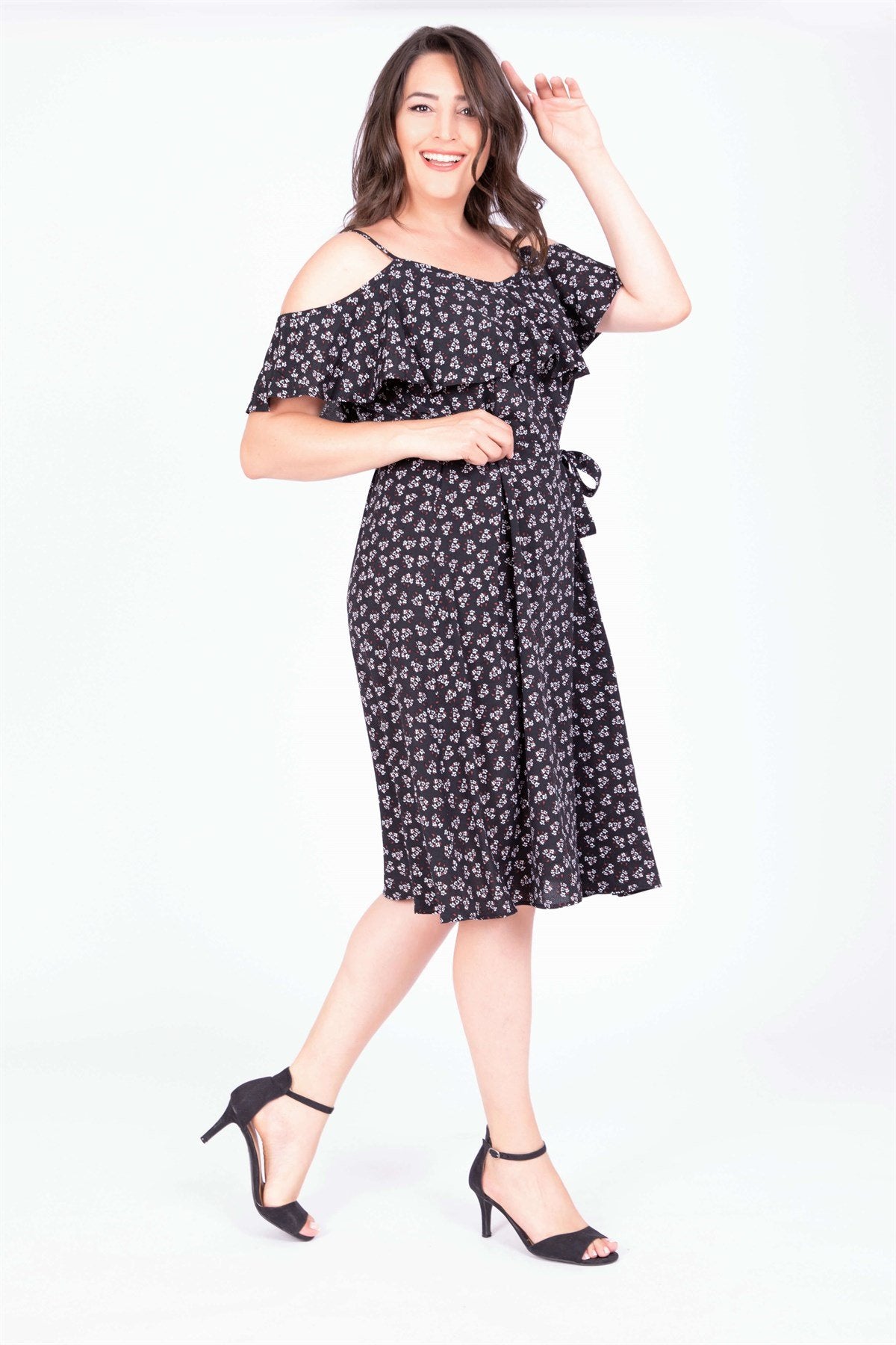 Volanlı Kemerli Elbise