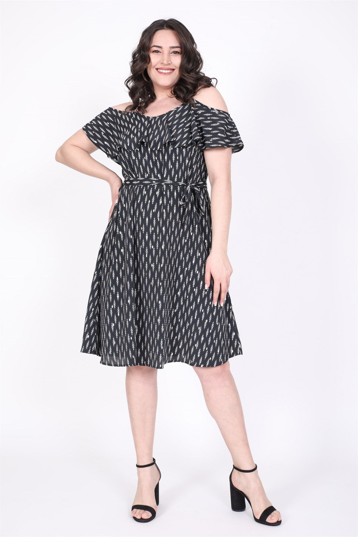 Volanlı Kemerli Elbise