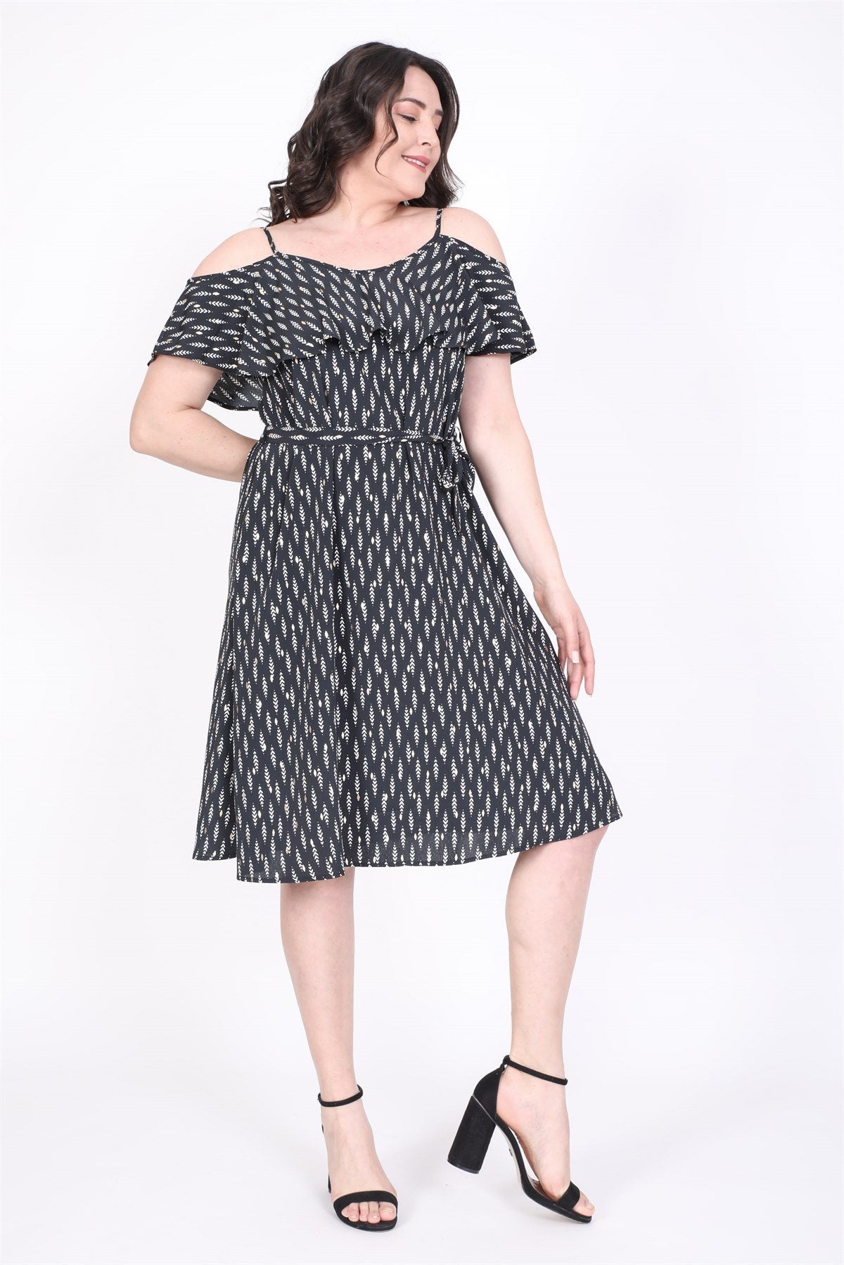 Volanlı Kemerli Elbise