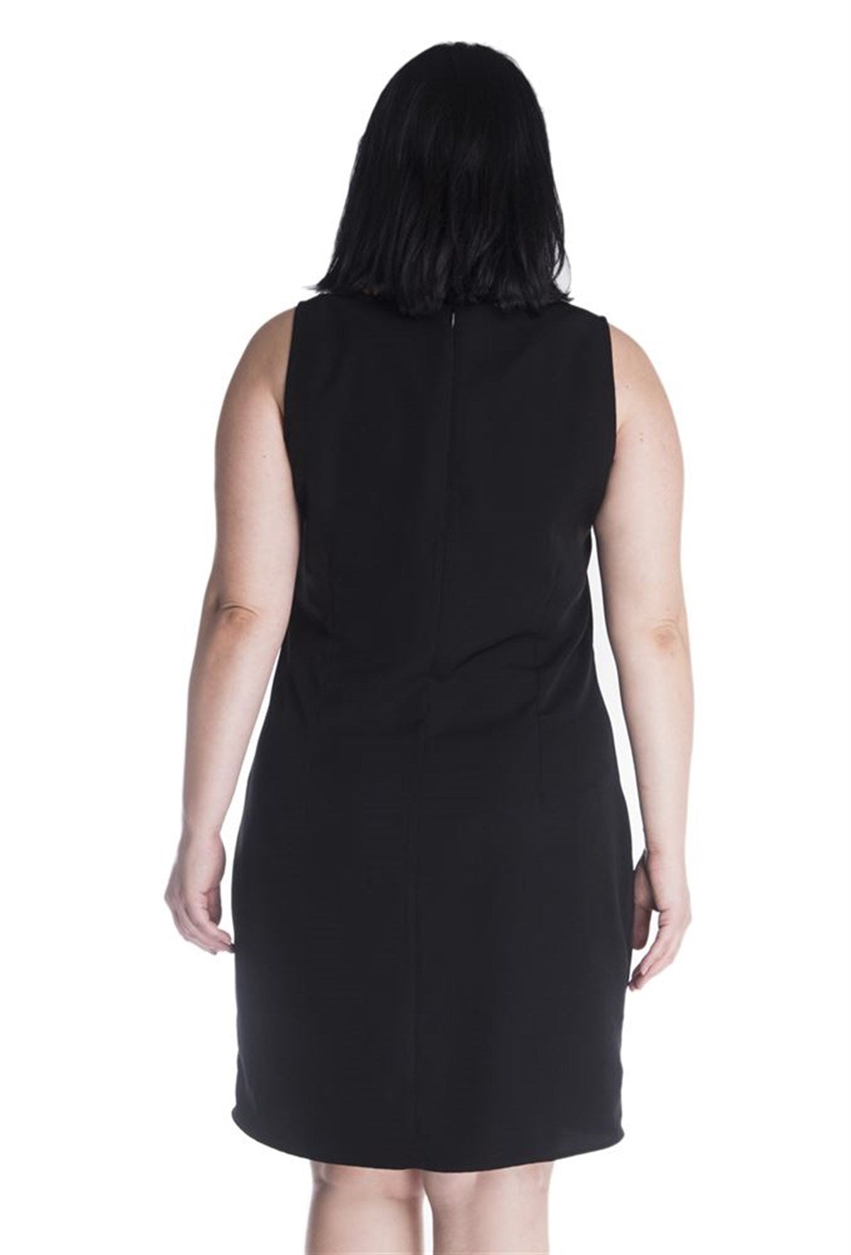 Volanlı Kolsuz V Yaka Elbise