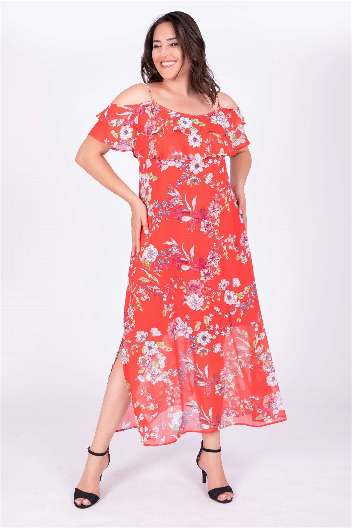 Volanlı Maxi Elbise