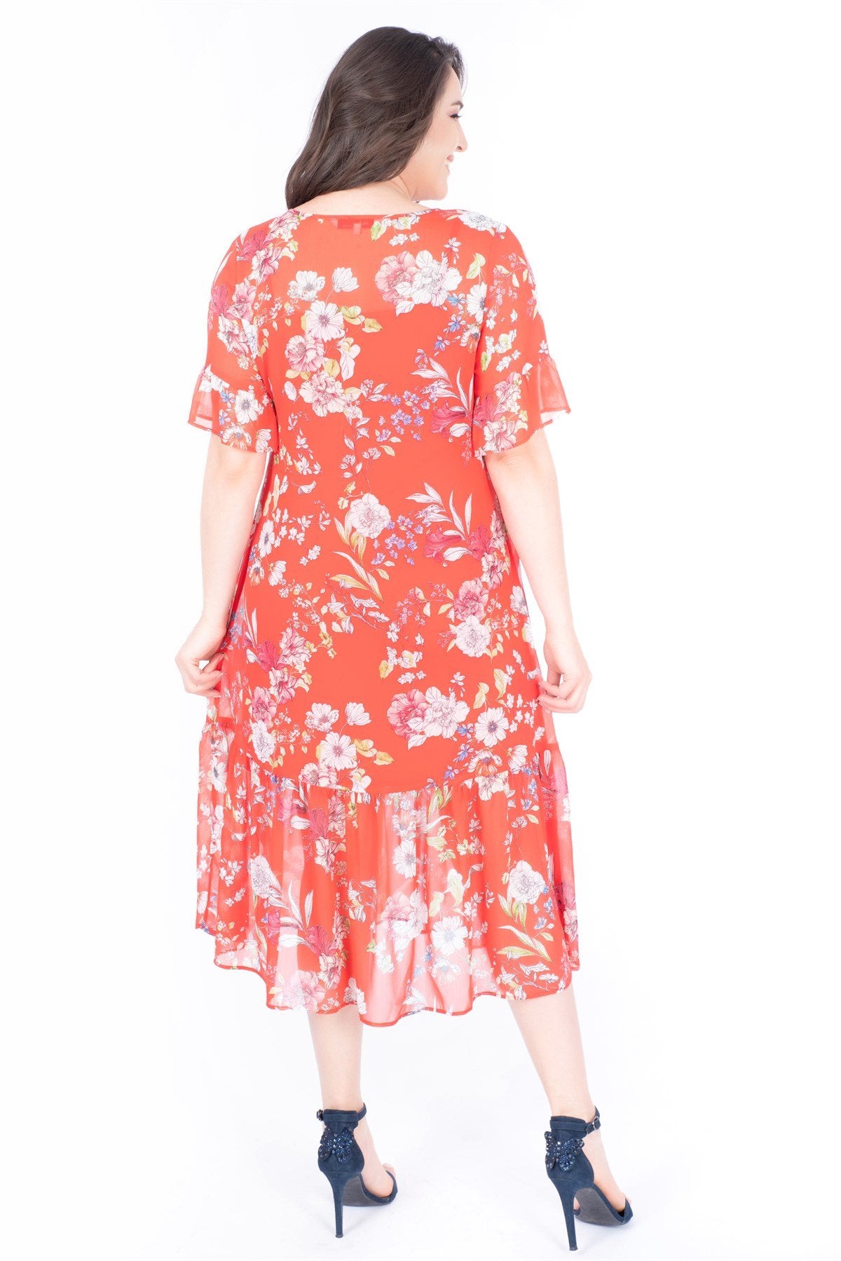 Volanlı Uzun Elbise