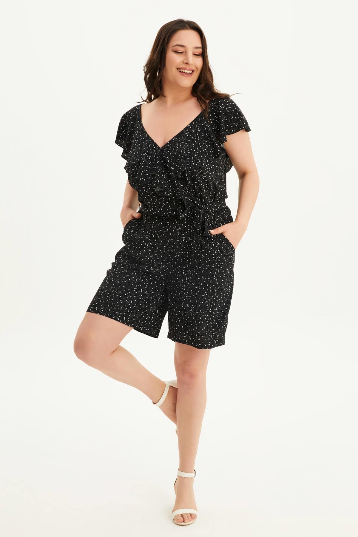 Yakası Volanlı Tulum