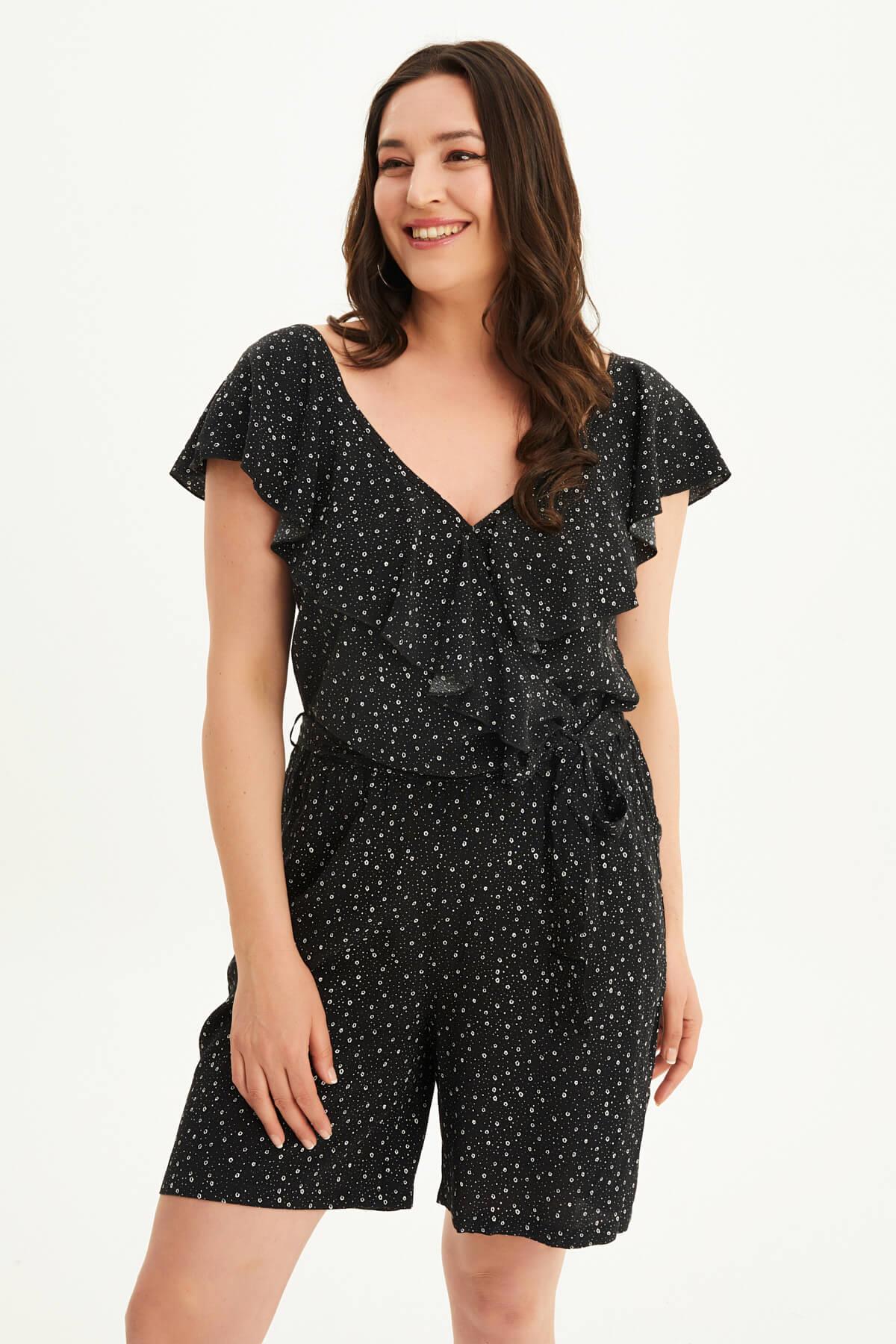 Yakası Volanlı Tulum